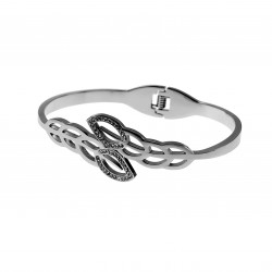 Bangle Armband Dames - Blad Design met Strass - Stijve Armband - Gepolijst Stalen