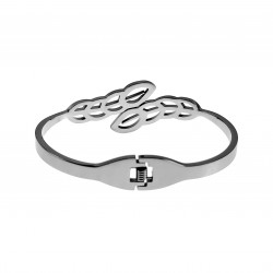 Bangle Armband Dames - Blad Design met Strass - Stijve Armband - Gepolijst Stalen