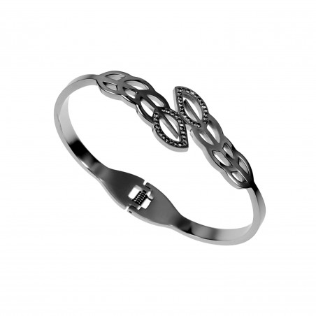 Bangle Armband Dames Blad Design Strass - Stijve Armband Gepolijst RVS