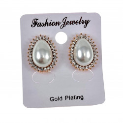 Ovale Clip-on Oorbellen met Parel Zirkonia's Dames Rosé Gold Plating