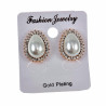 Ovale Clip-on Oorbellen met Parel Zirkonia's Dames Rosé Gold Plating