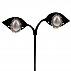 Ovale Clip-on Oorbellen met Parel Zirkonia's Dames Rosé Gold Plating