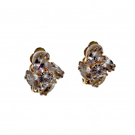 Clip-on Oorbellen met Zirkonia's Dames - Bloem Design - Gold Plating