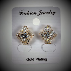 Clip-on Oorbellen met Zirkonia's Dames - Bloem Design - Gold Plating