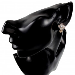 Clip-on Oorbellen met Zirkonia's Dames - Bloem Design - Gold Plating