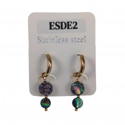 ∅15mm Oorringen Dames Verguld RVS - Oorbellen met Twee Abalone Schelp