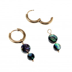 ∅15mm Oorringen Dames Verguld RVS - Oorbellen met Twee Abalone Schelp