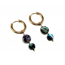∅15mm Oorringen Dames Verguld RVS - Oorbellen met Twee Abalone Schelp