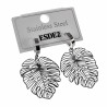 Langer Oorbellen met Bladhangers Monstera Dames Earrings - Gepolijst RVS