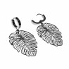 Langer Oorbellen met Bladhangers Monstera Dames Earrings - Gepolijst RVS