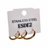 Oorbellen - Earrings - Verguld RVS - Drie Stuks Oorringen Unisex