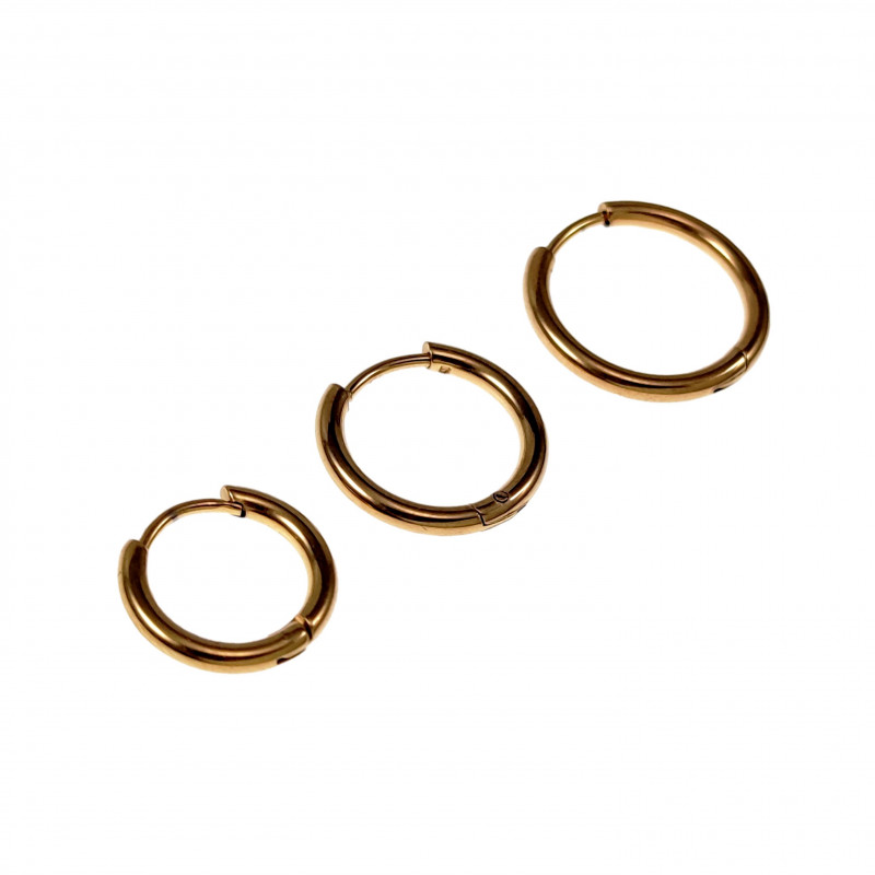 Oorbellen - Earrings - Verguld RVS - Drie Stuks Oorringen Unisex Oorbellen - Earrings - Verguld RVS - Drie Stuks Oorringen Unisex
