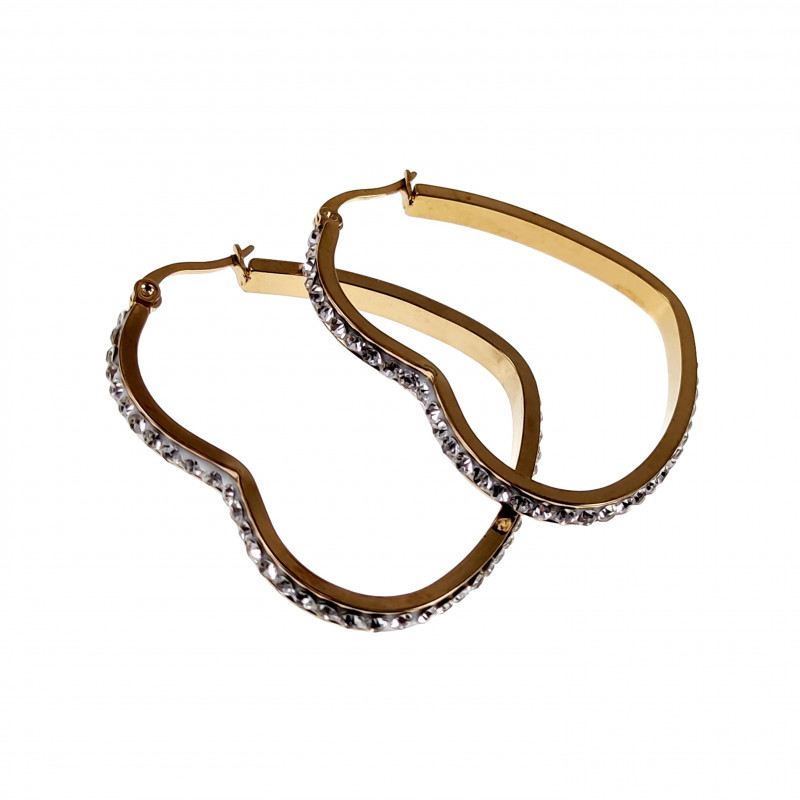 orbellen Dames Earrings - Verguld RVS Hartvormige Oorringen met Strass orbellen Dames Earrings - Verguld RVS Hartvormige Oorringen met Strass