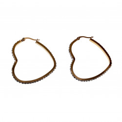 orbellen Dames Earrings - Verguld RVS Hartvormige Oorringen met Strass