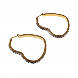 orbellen Dames Earrings - Verguld RVS Hartvormige Oorringen met Strass