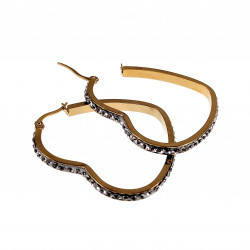 orbellen Dames Earrings - Verguld RVS Hartvormige Oorringen met Strass