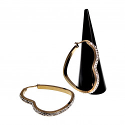 orbellen Dames Earrings - Verguld RVS Hartvormige Oorringen met Strass