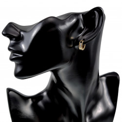 ∅14mm Oorbellen Unisex - Earrings - Verguld RVS - Oorringen met Strass