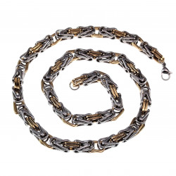 60cm x 8mm Vierkant Koningsketting Heren - Visgraat Desing - RVS Goud/Zilverkleur - Schakelketting