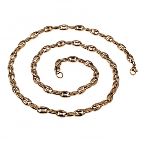 60cm x 6mm Koffieboon Ketting - Verguld RVS - Schakelketting Unisex