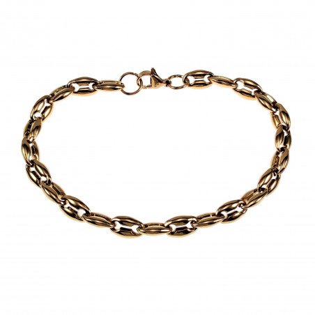 22cm x 6mm Koffieboon Armband Unisex - Verguld RVS - Schakelarmband