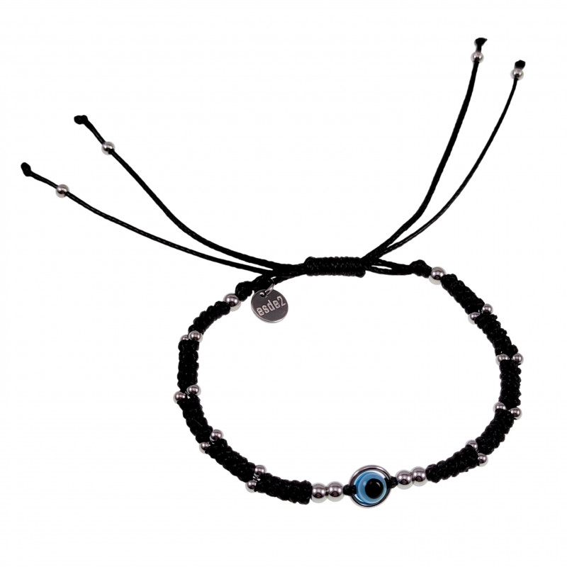 Handgemaakt Armband Zwarte Macramé Armband Blauw Turks Oog Verstelbaar Handgemaakt Armband Zwarte Macramé Armband Blauw Turks Oog Verstelbaar