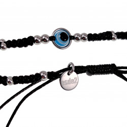 Handgemaakt Armband Zwarte Macramé Armband  Blauw Turks Oog Verstelbaar