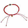 Handgemaakt Armband Rode Macramé Armband met Blauw Oog Verstelbaar