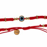 Handgemaakt Armband Rode Macramé Armband met Blauw Oog Verstelbaar