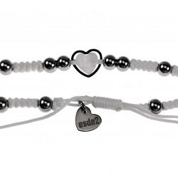 Handgemaakt Macramé Armband met Hart - RVS - Dames - Witte Verstelbaar