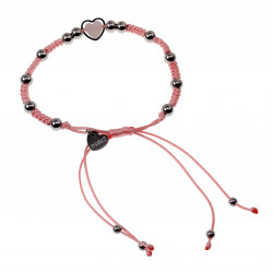 Handgemaakt Macramé Armband met Hart - RVS Dames Lichtroze Verstelbaar