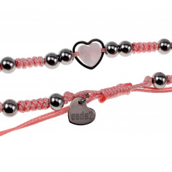 Handgemaakt Macramé Armband met Hart - RVS Dames Lichtroze Verstelbaar