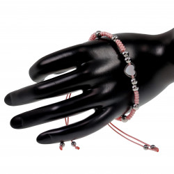 Handgemaakt Macramé Armband met Hart - RVS Dames Lichtroze Verstelbaar