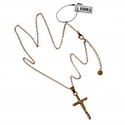 Ketting met Kruis Jesus Dames Verguld RVS - Verstelbaar Kabelketting