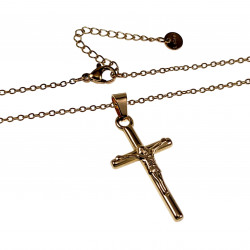 Ketting met Kruis Jesus Dames Verguld RVS - Verstelbaar Kabelketting