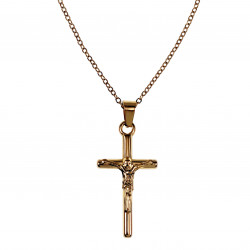 Ketting met Kruis Jesus Dames Verguld RVS - Verstelbaar Kabelketting