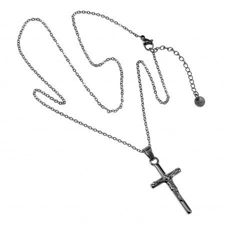 Ketting met Kruis Jesus Dames RVS - Verstelbaar Kabelketting met Hanger