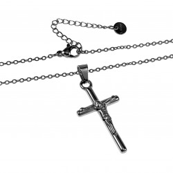 Ketting met Kruis Jesus Dames RVS - Verstelbaar Kabelketting met Hanger