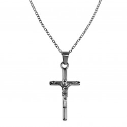 Ketting met Kruis Jesus Dames RVS - Verstelbaar Kabelketting met Hanger