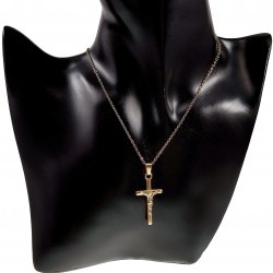 Ketting met Kruis Jesus Dames Verguld RVS - Verstelbaar Kabelketting