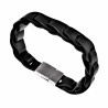 Armband Heren - Zwarte Leren - RVS - Gevlochten Armband