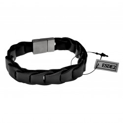 Armband Heren - Zwarte Leren - RVS - Gevlochten Armband