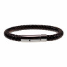 Armband Heren - Donkerbruin Leren - RVS - Bolo-Ontwerp - Gevlochten Armband