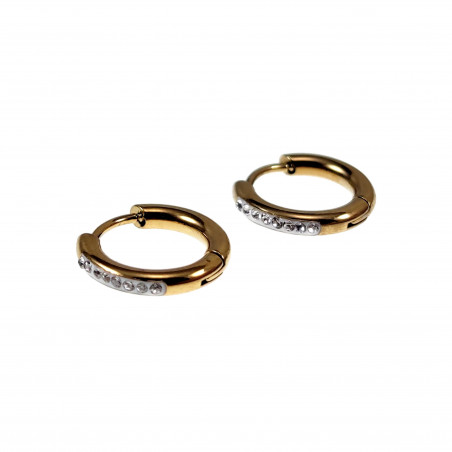∅15mm Oorbellen Dames - Verguld RVS - Oorringen met Strass