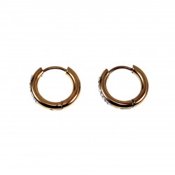 ∅15mm Oorbellen Dames - Verguld RVS - Oorringen met Strass