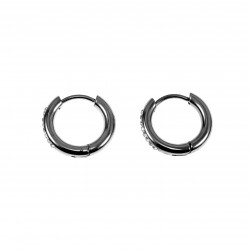 ∅15mm Oorbellen Dames - Gepolijst RVS - Oorringen met Strass