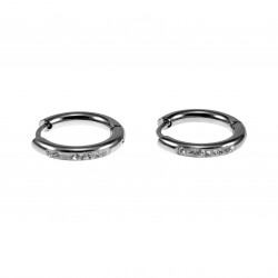 ∅17mm Oorbellen Dames - Gepolijst RVS - Oorringen met Strass