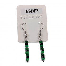 Oorhangers Dames - Natuurstenen Groen - Zwart - RVS - Lange Oorbellen