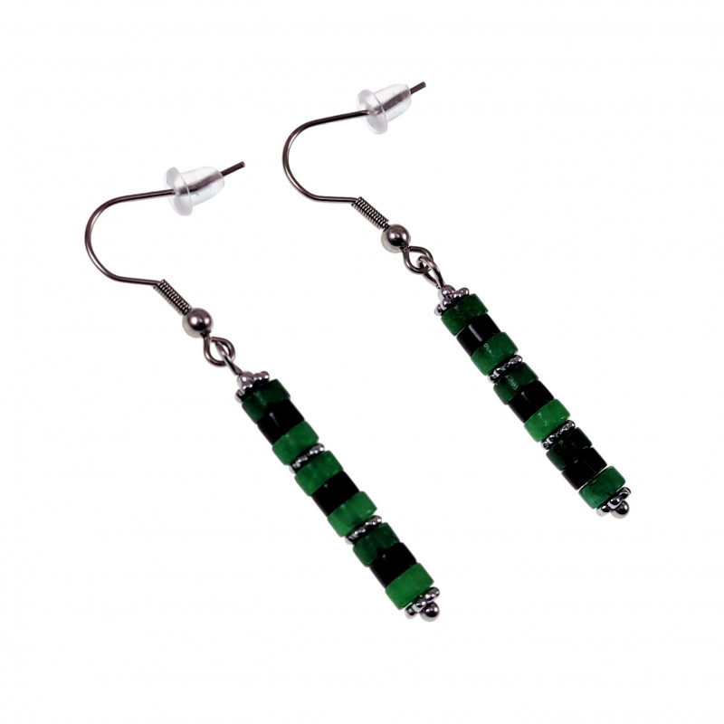 Oorhangers Dames - Natuurstenen Groen - Zwart - RVS - Lange Oorbellen Oorhangers Dames - Natuurstenen Groen - Zwart - RVS - Lange Oorbellen