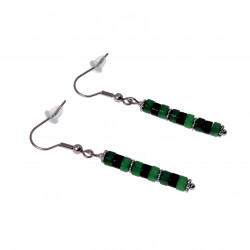 Oorhangers Dames - Natuurstenen Groen - Zwart - RVS - Lange Oorbellen